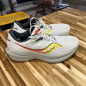 Saucony Triumph 21 White with Orange and Yellow Highlights